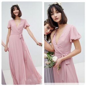 TFNC Dusty Rose Maxi Wrap Dress